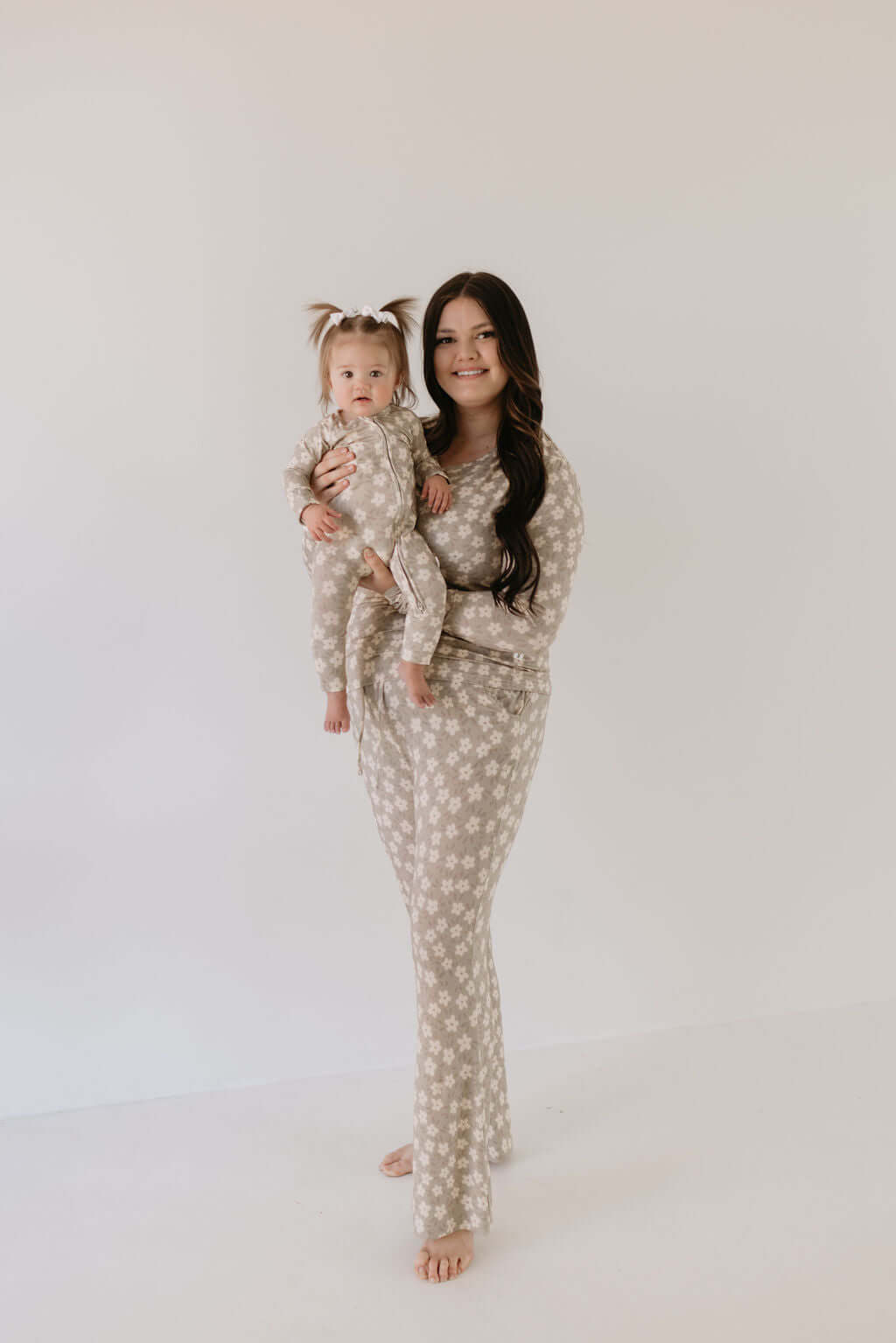 French Gray Floral | Bamboo Zip Pajamas | Milk & Baby