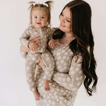 French Gray Floral | Bamboo Zip Pajamas | Milk & Baby
