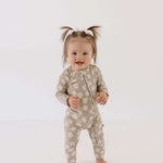 French Gray Floral | Bamboo Zip Pajamas | Milk & Baby