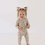 French Gray Floral | Bamboo Zip Pajamas | Milk & Baby