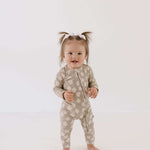 French Gray Floral | Bamboo Zip Pajamas | Milk & Baby