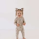 French Gray Floral | Bamboo Zip Pajamas | Milk & Baby