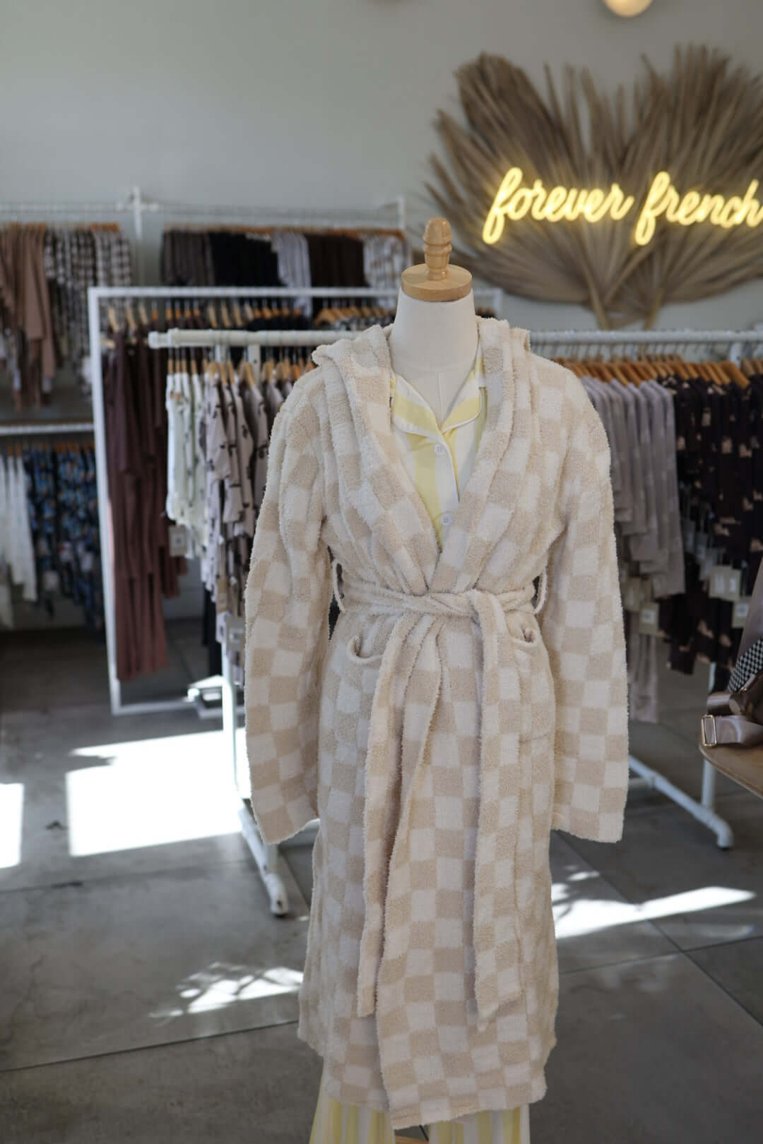 Cream Checkerboard | Adult Robe | Milk & Baby