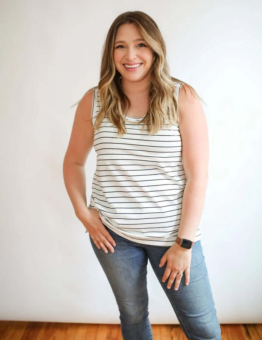 Stripe Invisible Zip Breastfeeding Tank Top | Milk & Baby