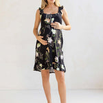 Grace Labor & Nursing Nightgown | Black Floral | Milk & Baby