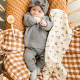 Grey Organic Cotton Ribbed Head Wrap | Milk & Baby