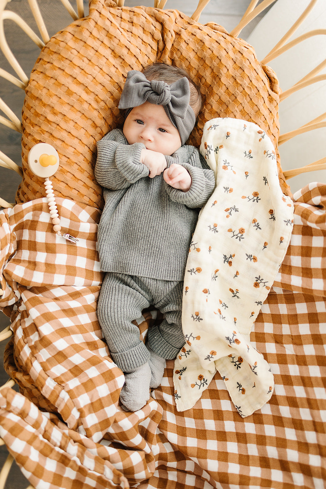 Grey Organic Cotton Ribbed Head Wrap | Milk & Baby