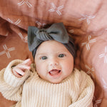 Charcoal Organic Cotton Ribbed Head Wrap | Milk & Baby