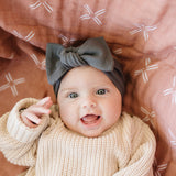 Charcoal Organic Cotton Ribbed Head Wrap | Milk & Baby