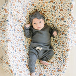 Charcoal Organic Cotton Ribbed Head Wrap | Milk & Baby