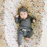 Charcoal Organic Cotton Ribbed Head Wrap | Milk & Baby