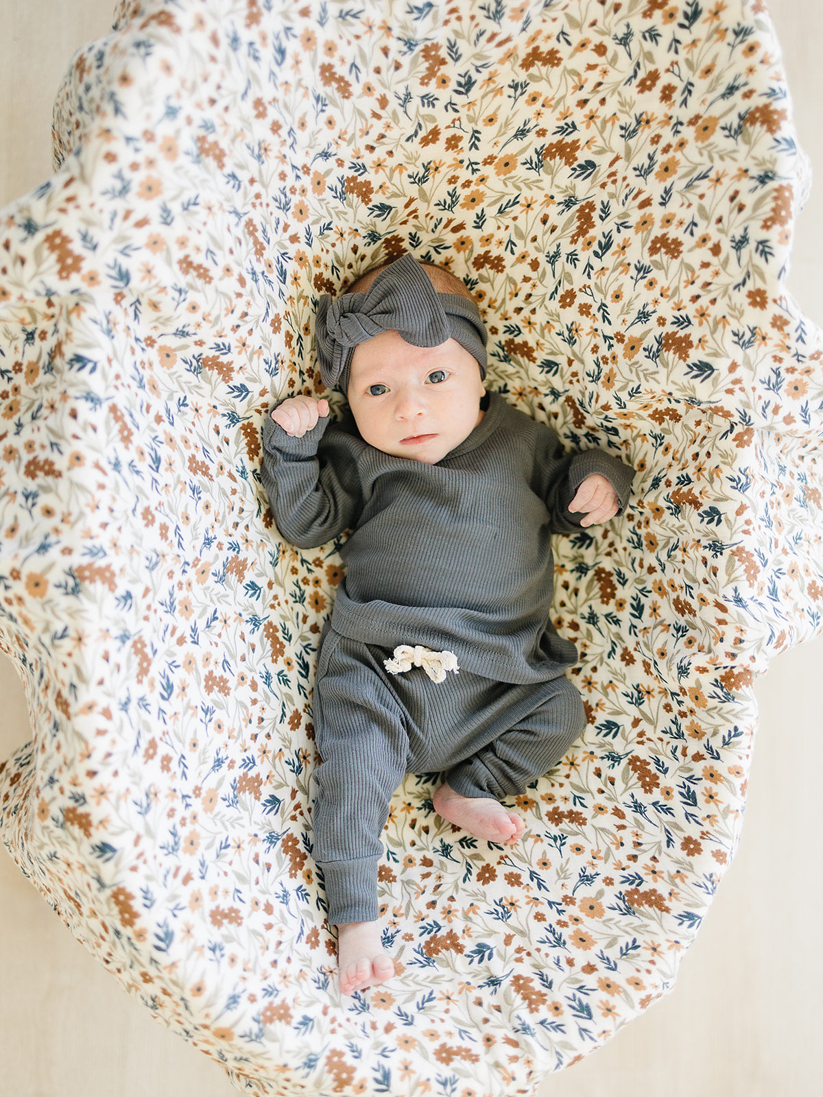 Charcoal Organic Cotton Ribbed Head Wrap | Milk & Baby