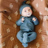Navy Organic Ribbed Newborn Knot Hat | Milk & Baby