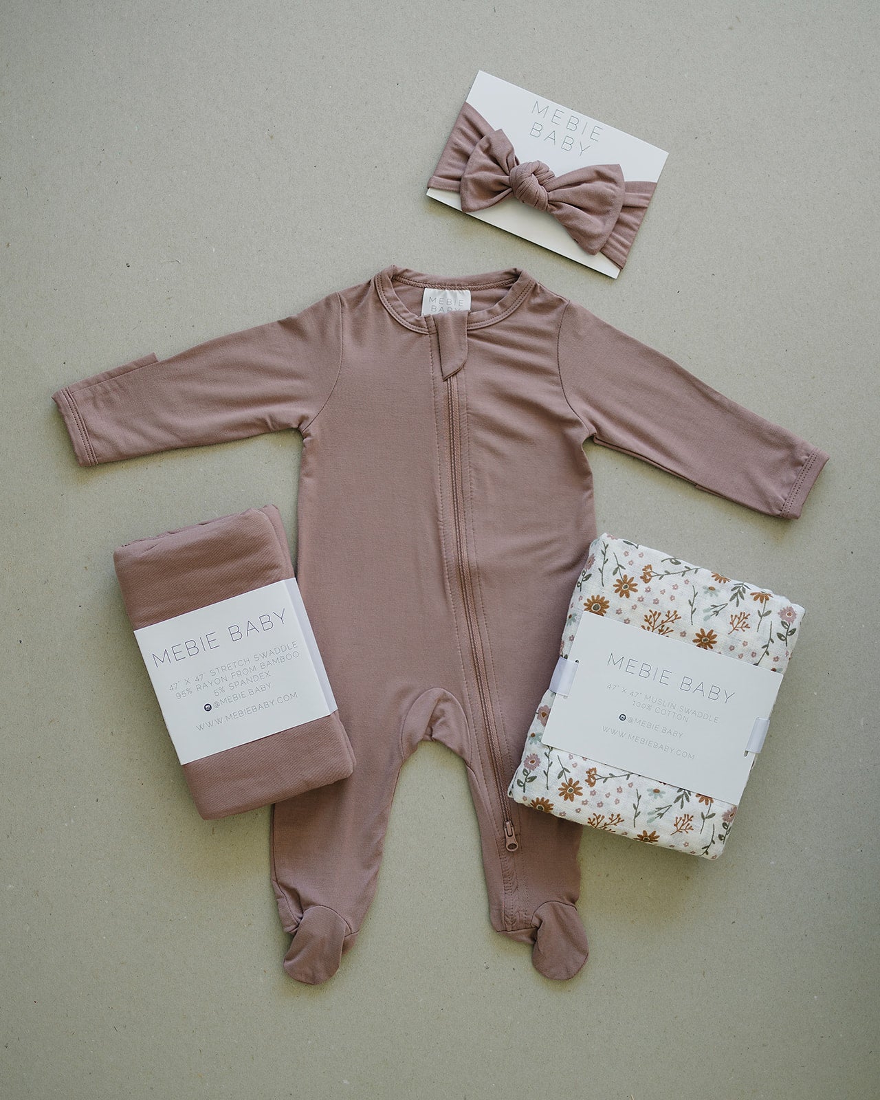 Dusty Rose Bamboo Footed Zipper | Milk & Baby