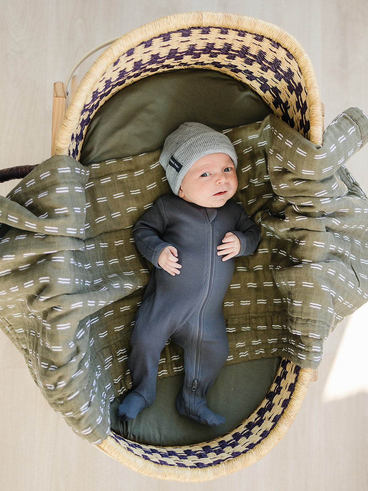 Charcoal Organic Cotton Ribbed Zipper | Milk & Baby