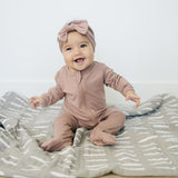 Dusty Rose Bamboo Footed Zipper | Milk & Baby