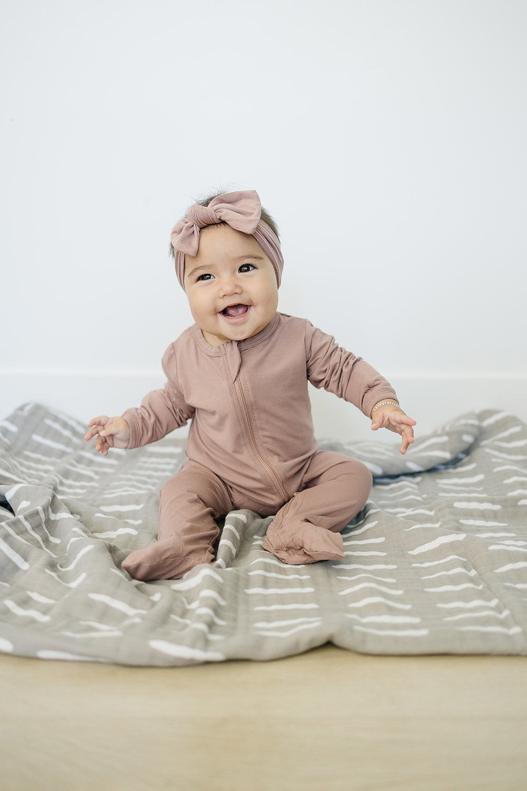 Dusty Rose Bamboo Footed Zipper | Milk & Baby