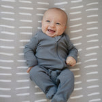 Charcoal Organic Cotton Ribbed Zipper | Milk & Baby