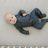 Charcoal Organic Cotton Ribbed Zipper | Milk & Baby