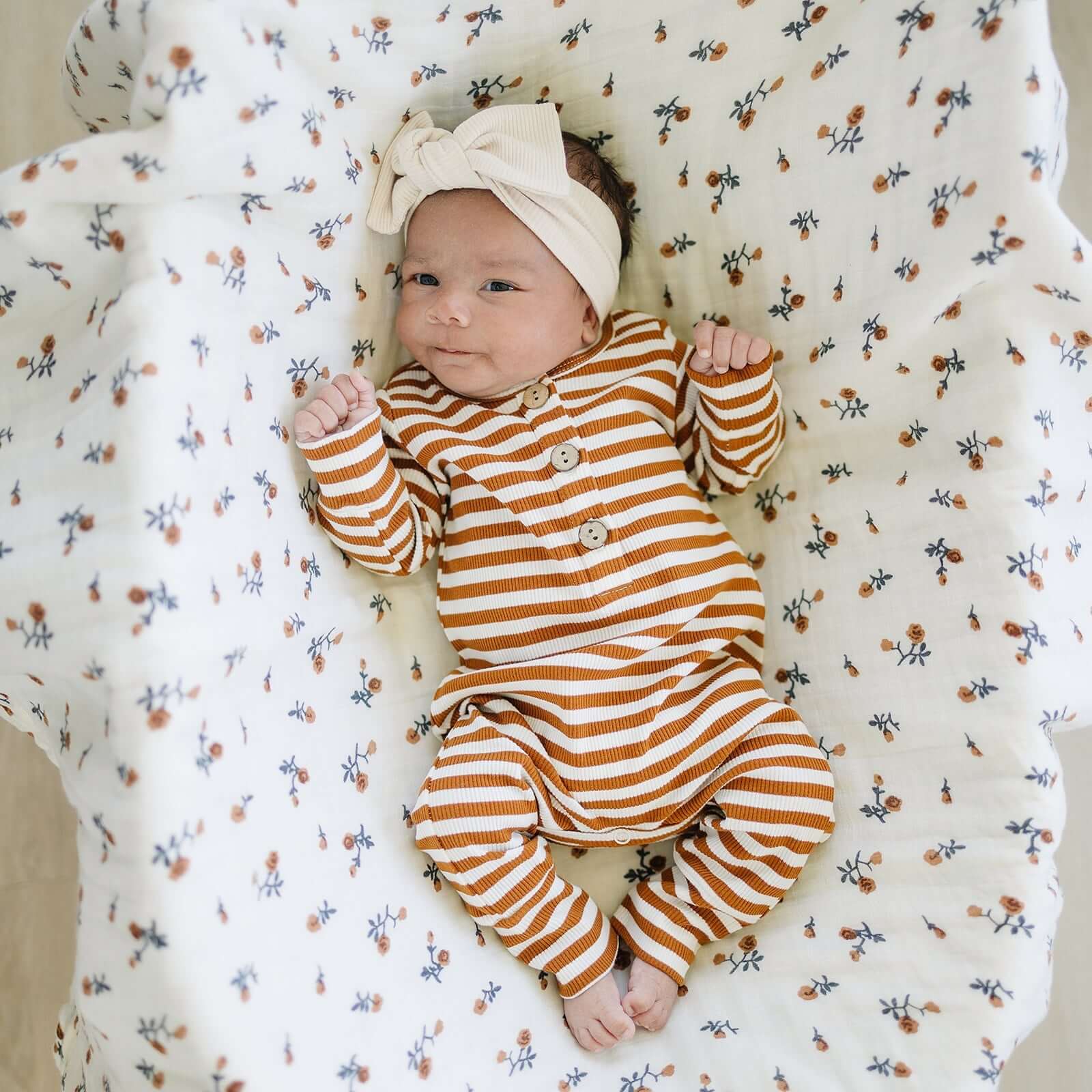 Cream Floral Muslin Quilt | Milk & Baby