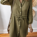 Harmony Textured Button Up Dual Tied Dress | Milk & Baby