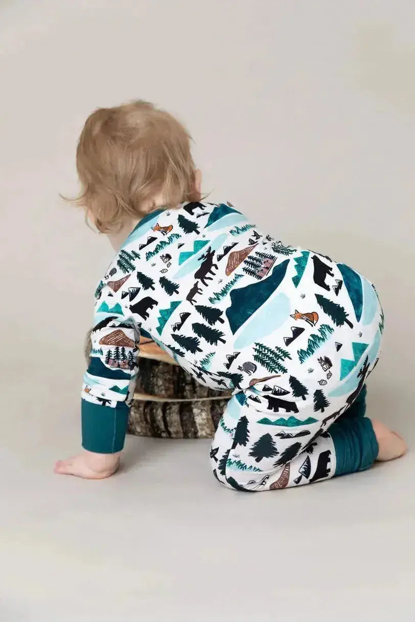 Into the Wild | Bamboo One Piece Zip Pajama | Milk & Baby