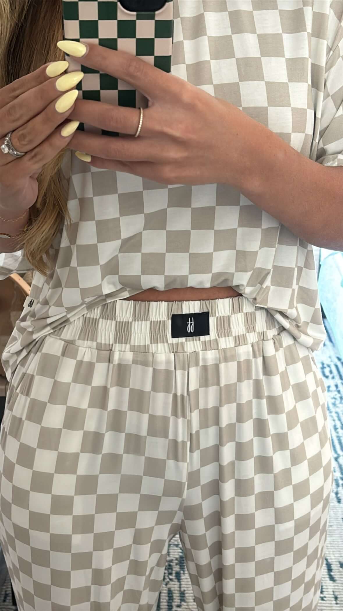 Checkerboard | Women's Boxy Tee Lounge Set | Milk & Baby