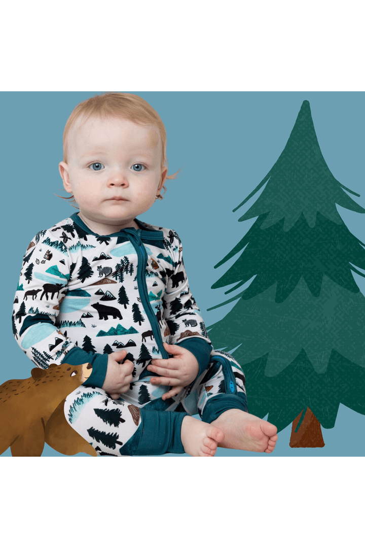 Into the Wild | Bamboo One Piece Zip Pajama | Milk & Baby