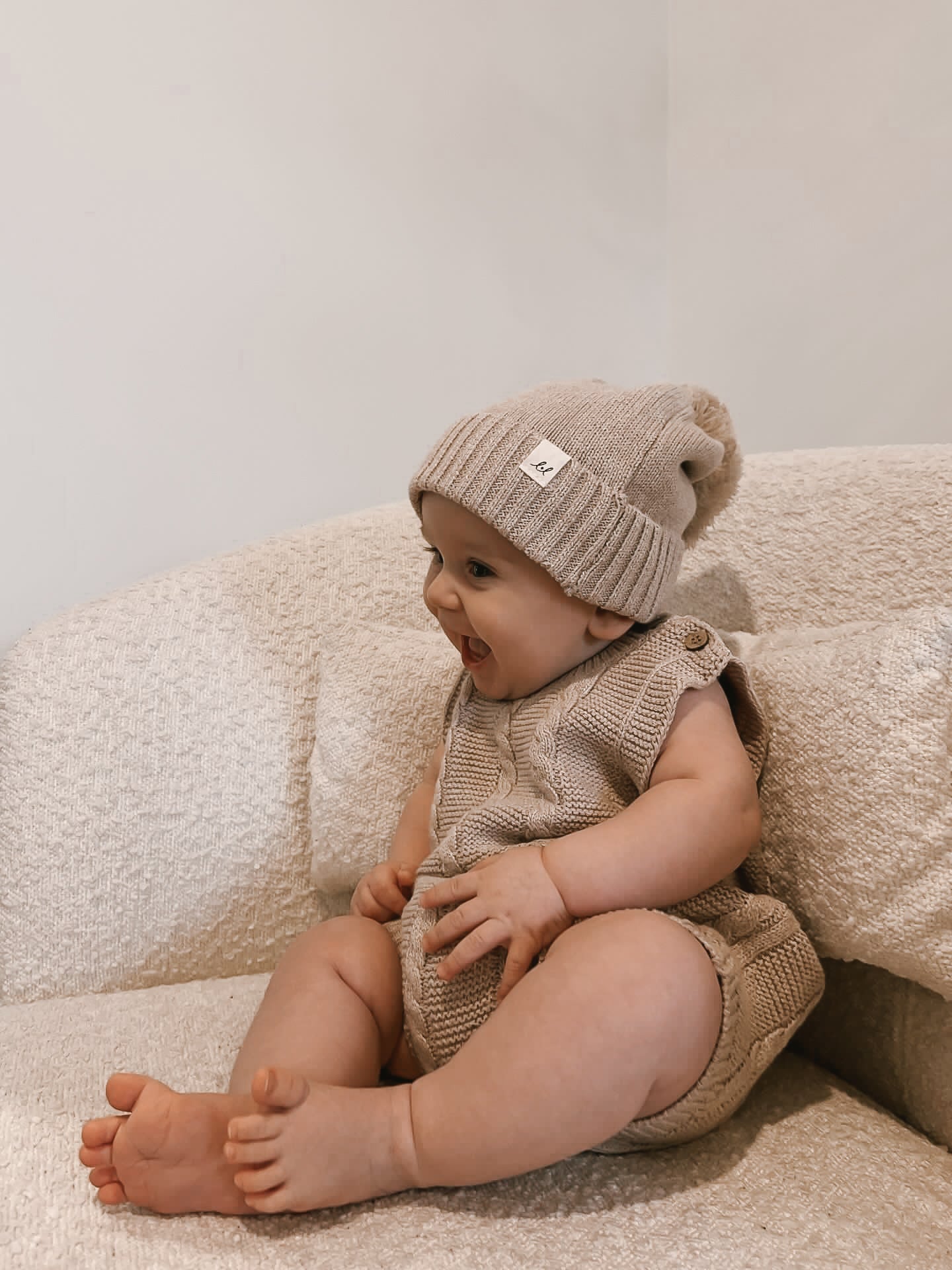 Luna + Luca Cable Knit Summer Romper - Heather Beige | Milk & Baby