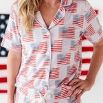 American Flag Women’s Button Down Short Set | Milk & Baby