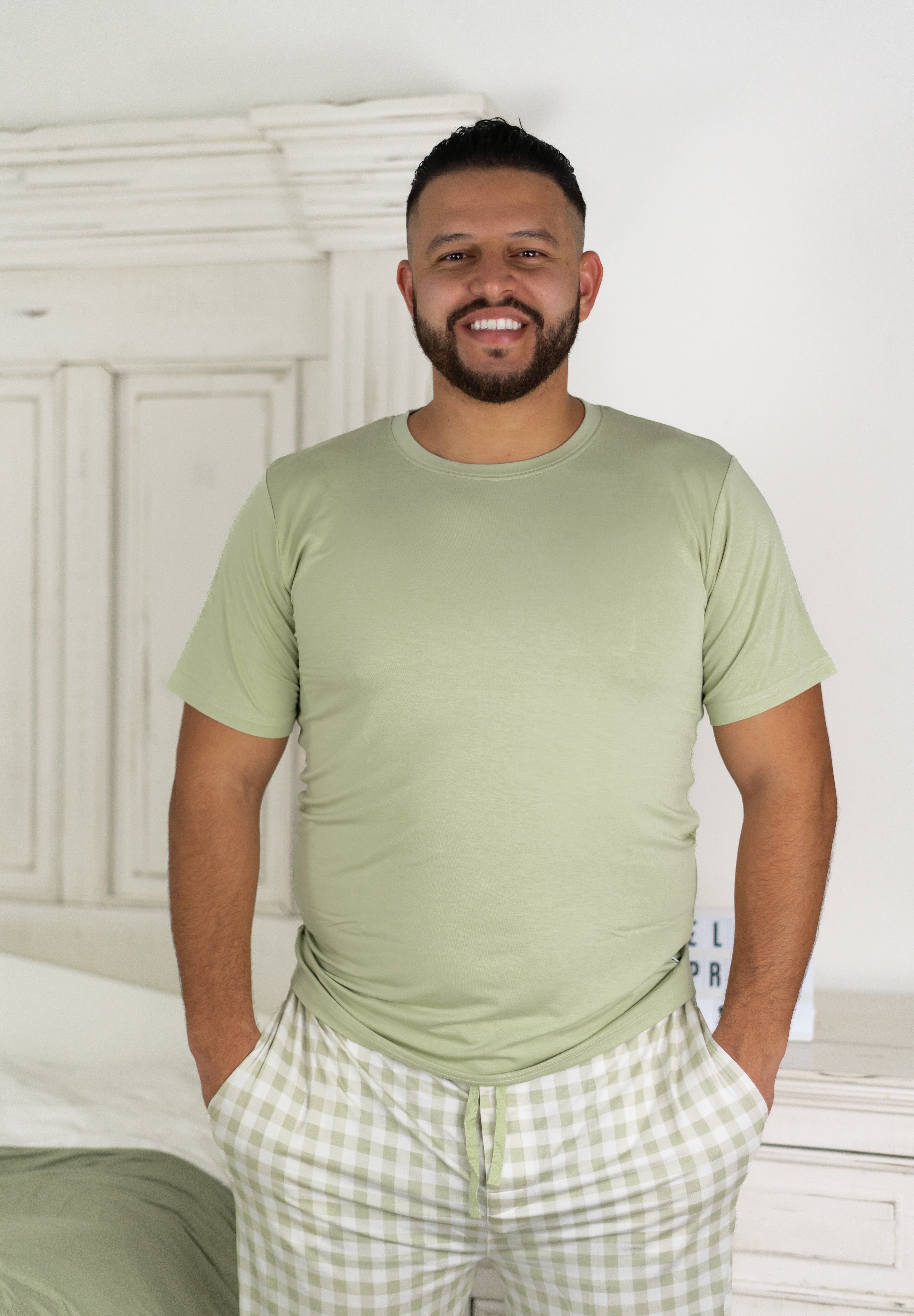 Sage Gingham Dream Men's Pajamas | Milk & Baby