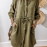 Harmony Textured Button Up Dual Tied Dress | Milk & Baby