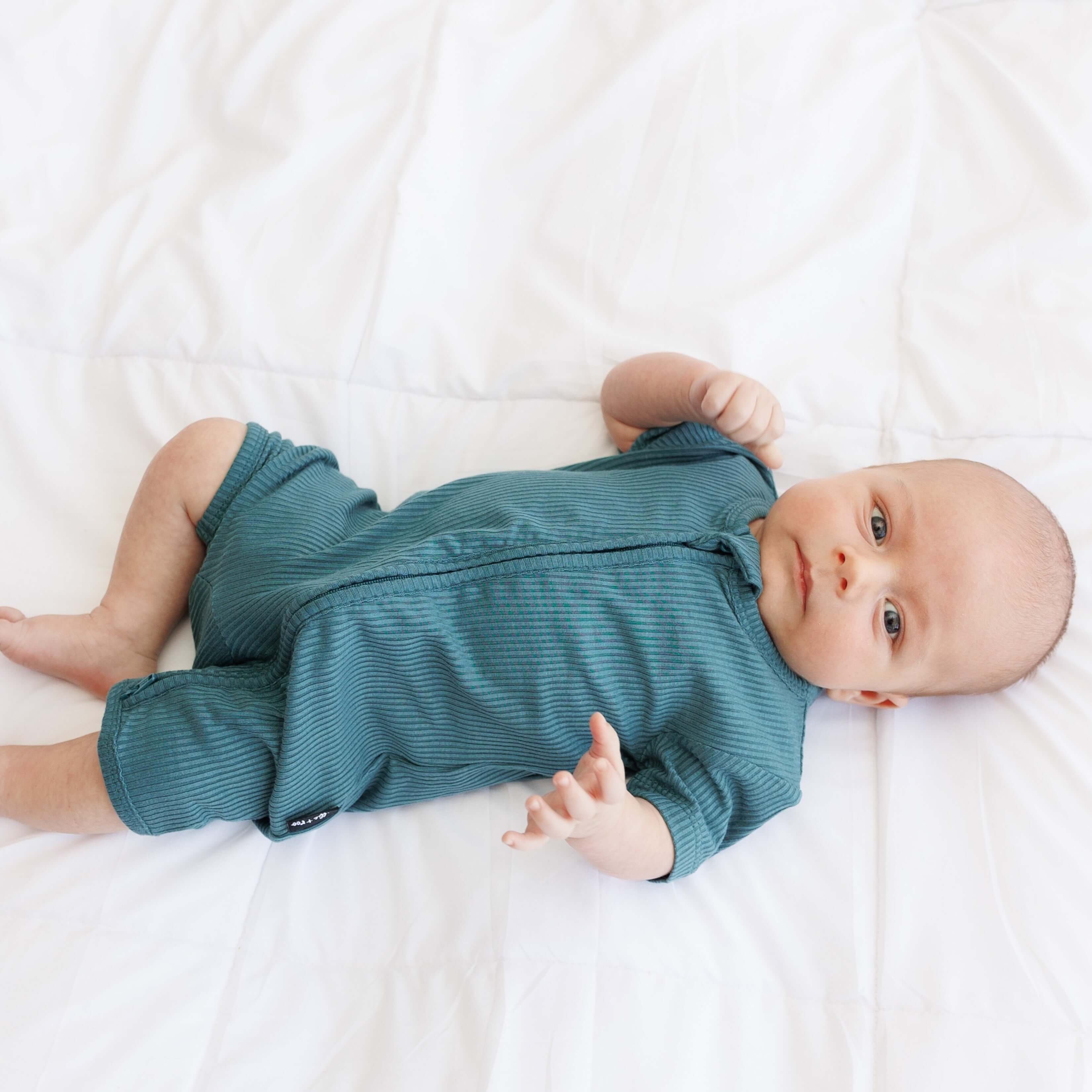 Peacock Ribbed | Shortie Romper | Milk & Baby