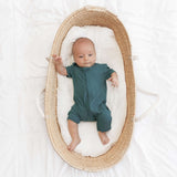 Peacock Ribbed | Shortie Romper | Milk & Baby