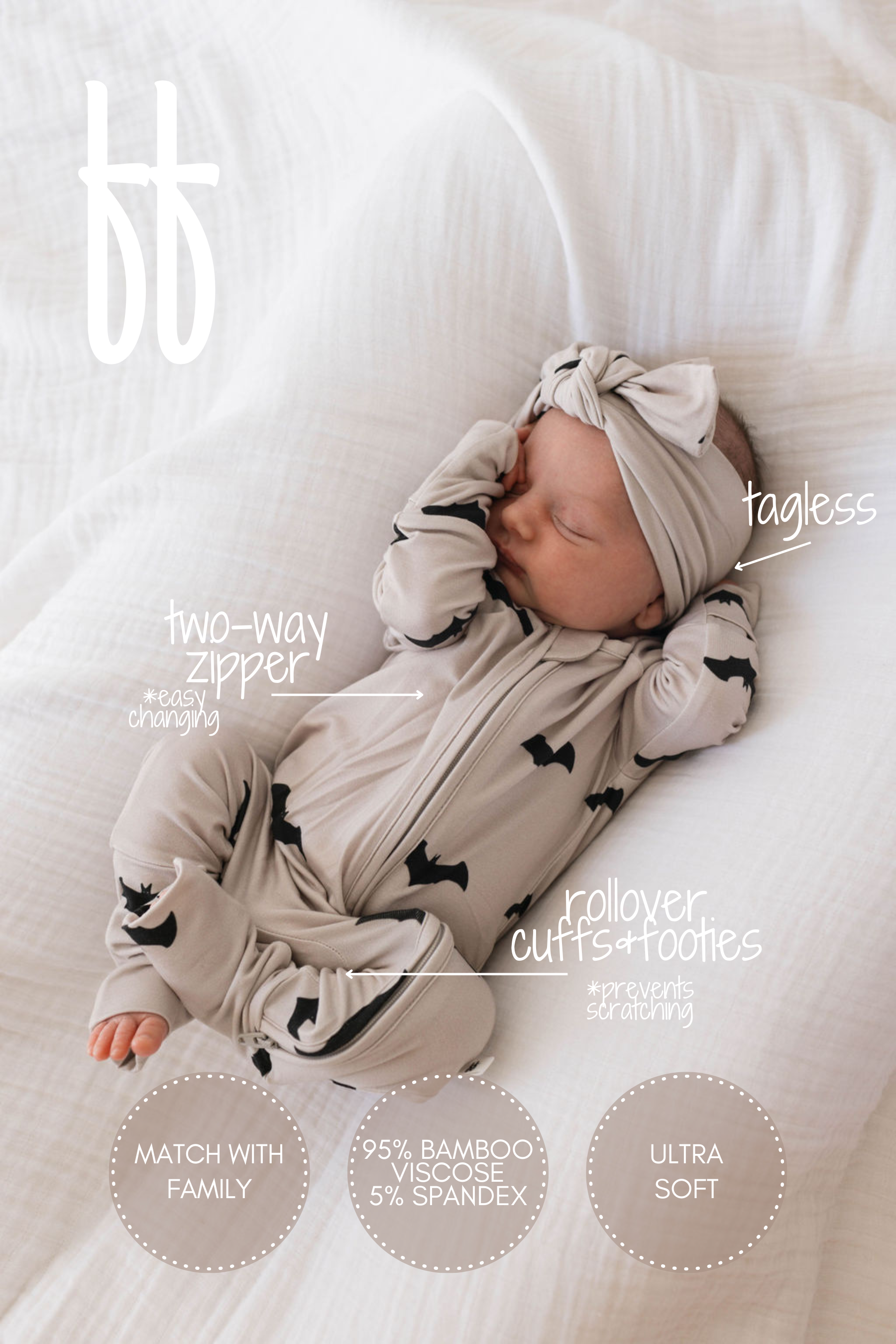 It's Bats! | Bamboo Zip Pajamas | Milk & Baby