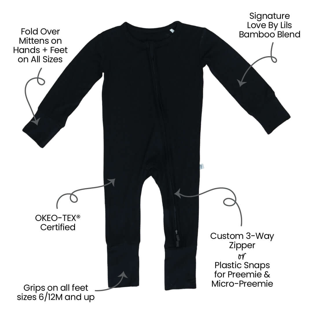 Allie Black Bamboo Convertible Footie | Milk & Baby