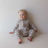 Grey & Black Stripe | Bamboo Zip Baby Pajamas Milk & Baby