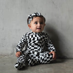 B&W Wavy Checker | Bamboo Head Wrap | Milk & Baby