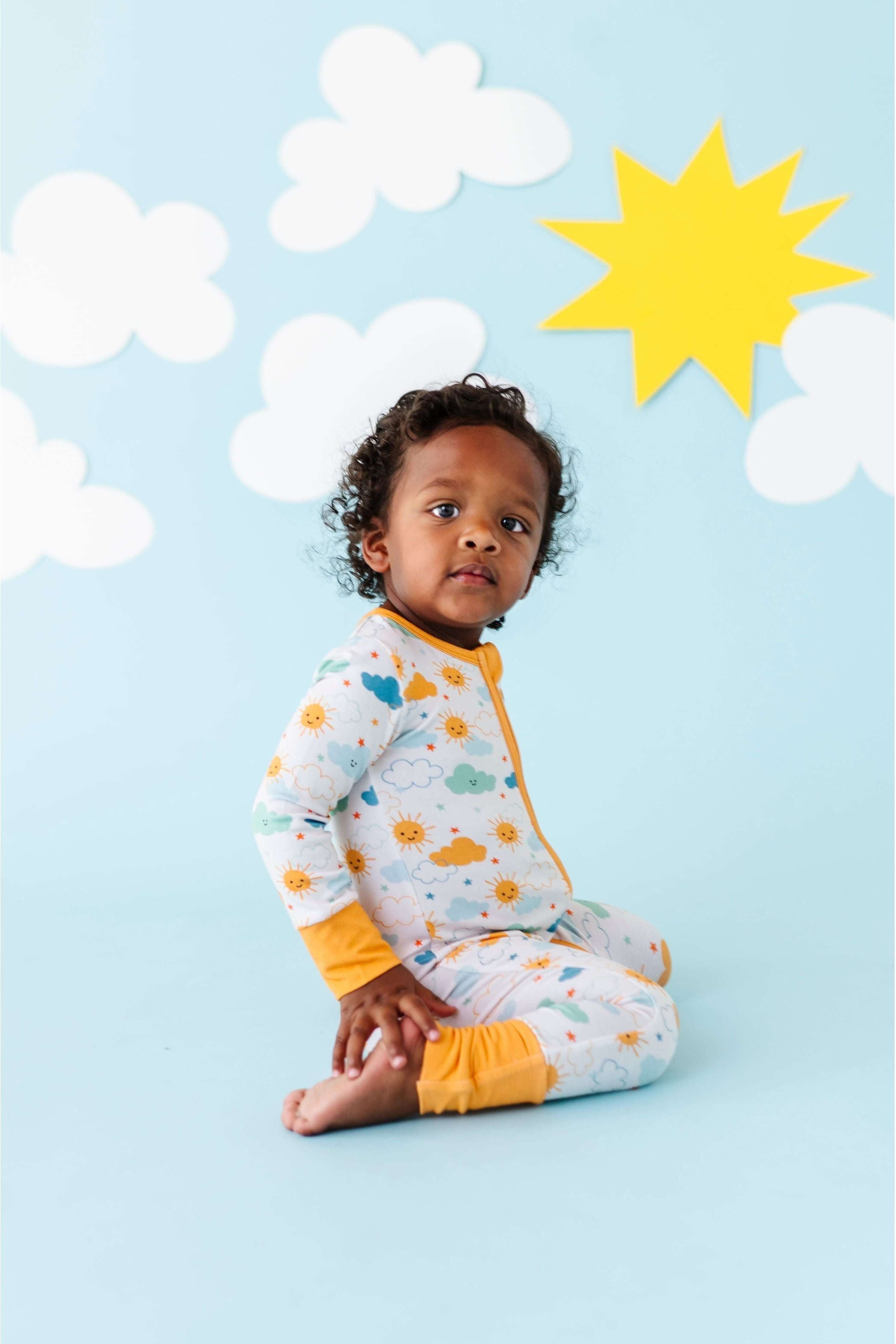 Here Comes The Sun | Bamboo One Piece Zip Pajama | Milk & Baby
