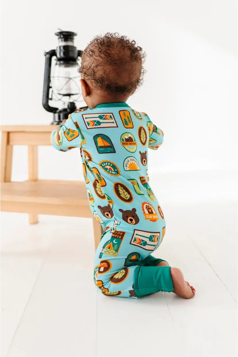Let's Explore Nature Badges | Bamboo One Piece Zip Pajama | Milk & Baby