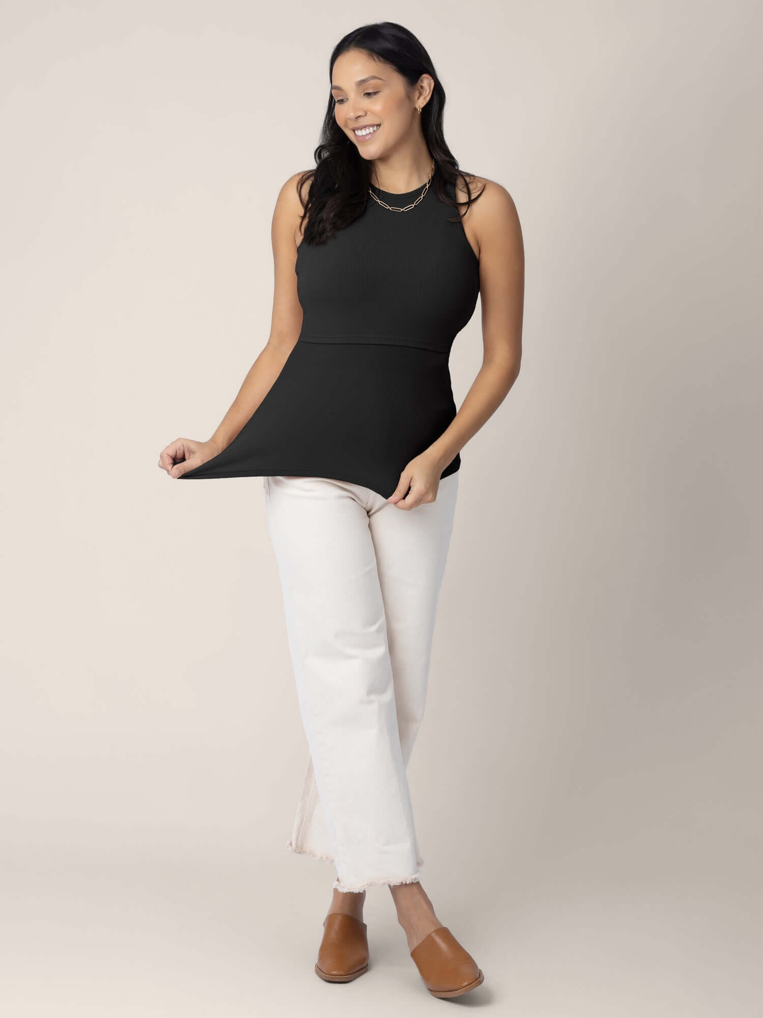 Ribbed Bamboo Racerback Nursing Tank | Black | Milk & Baby