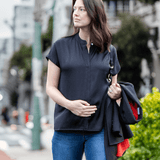 Short Sleeve Satin Maternity Shell Top with Concealed Nursing Zip | Milk & Baby