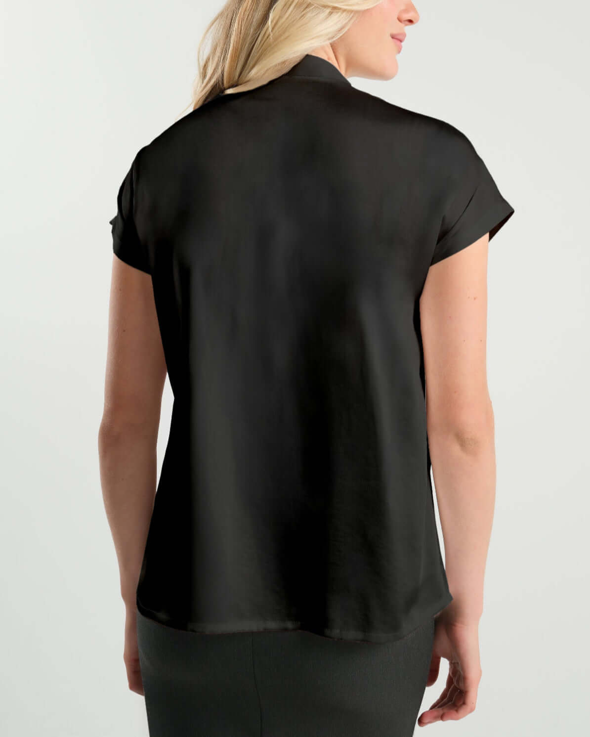 Short Sleeve Satin Maternity Shell Top with Concealed Nursing Zip | Milk & Baby