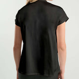 Short Sleeve Satin Maternity Shell Top with Concealed Nursing Zip | Milk & Baby