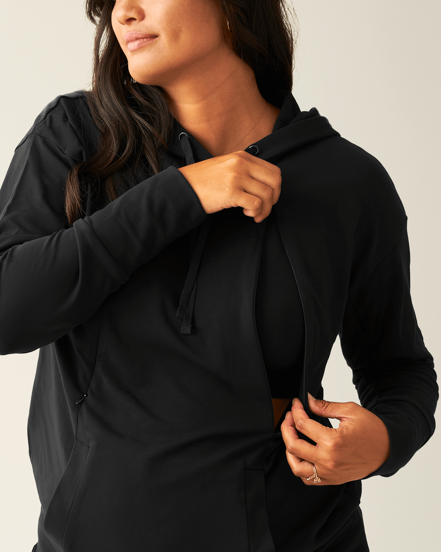 Brushed Bamboo Maternity & Nursing Hoodie | Black | Milk & Baby