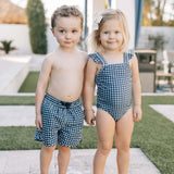 Navy Gingham One-Piece | Milk & Baby