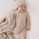 Luna + Luca Cable Knit Summer Romper | Heather Beige Milk & Baby
