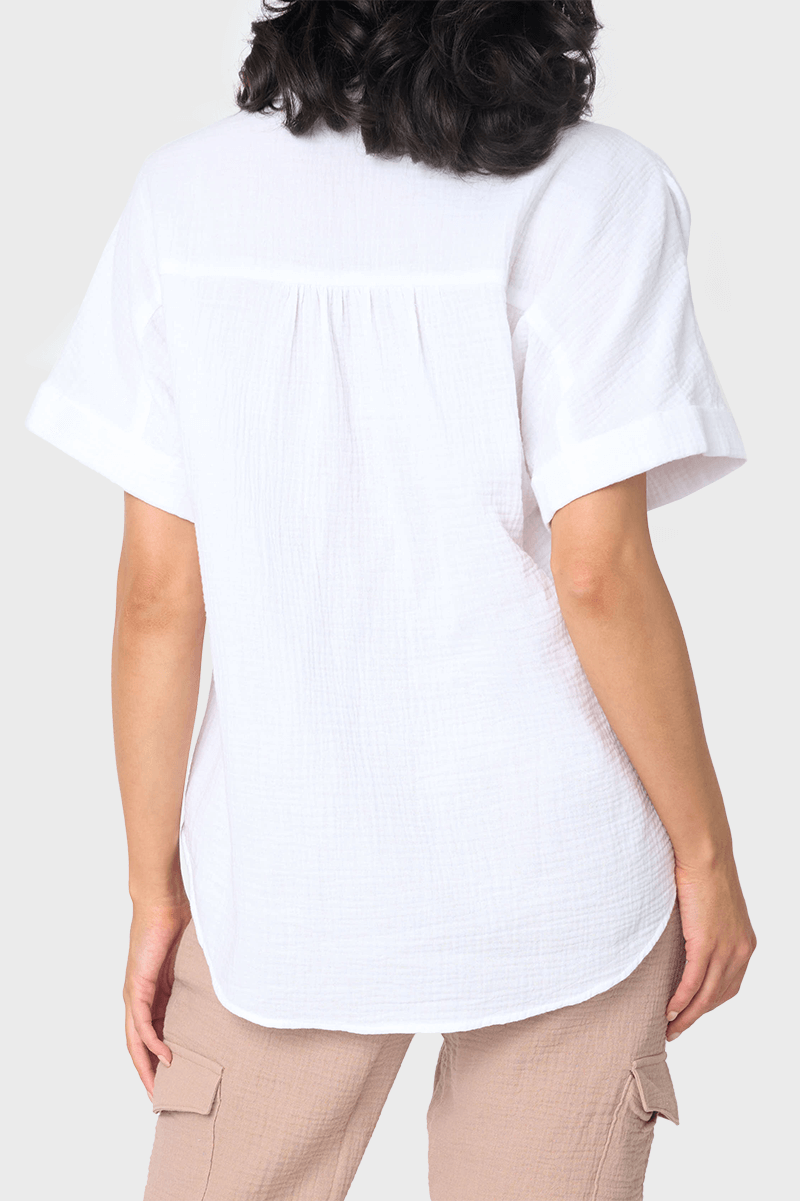 All Day Henley Cotton Gauze Top | Milk & Baby