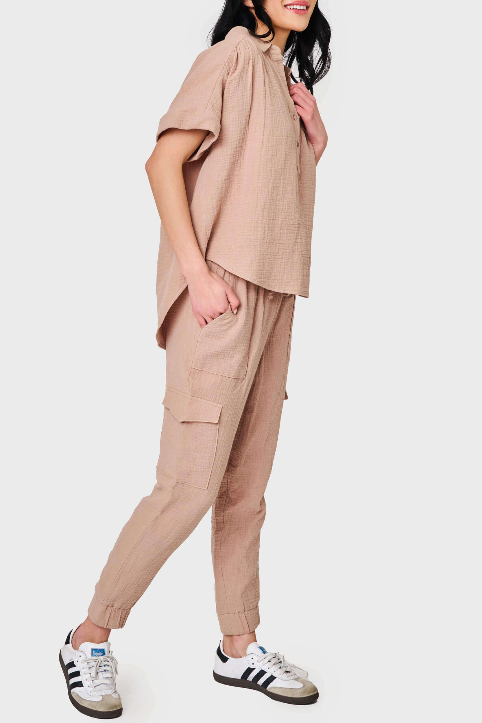 All Day Henley Cotton Gauze Top | Milk & Baby