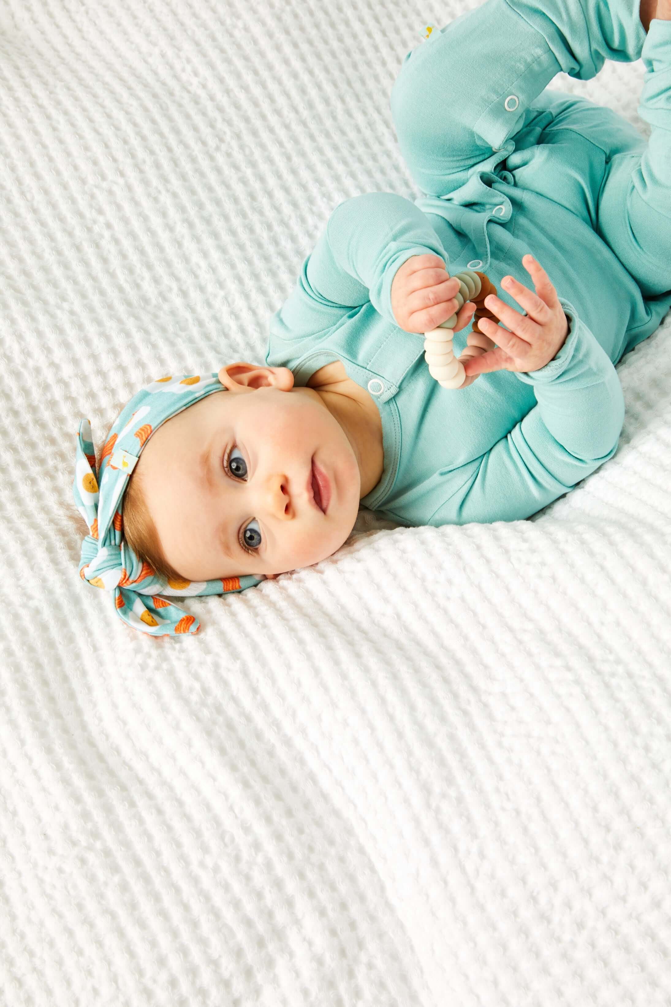 Bacon & Eggs Bow Headband | Blue | Milk & Baby